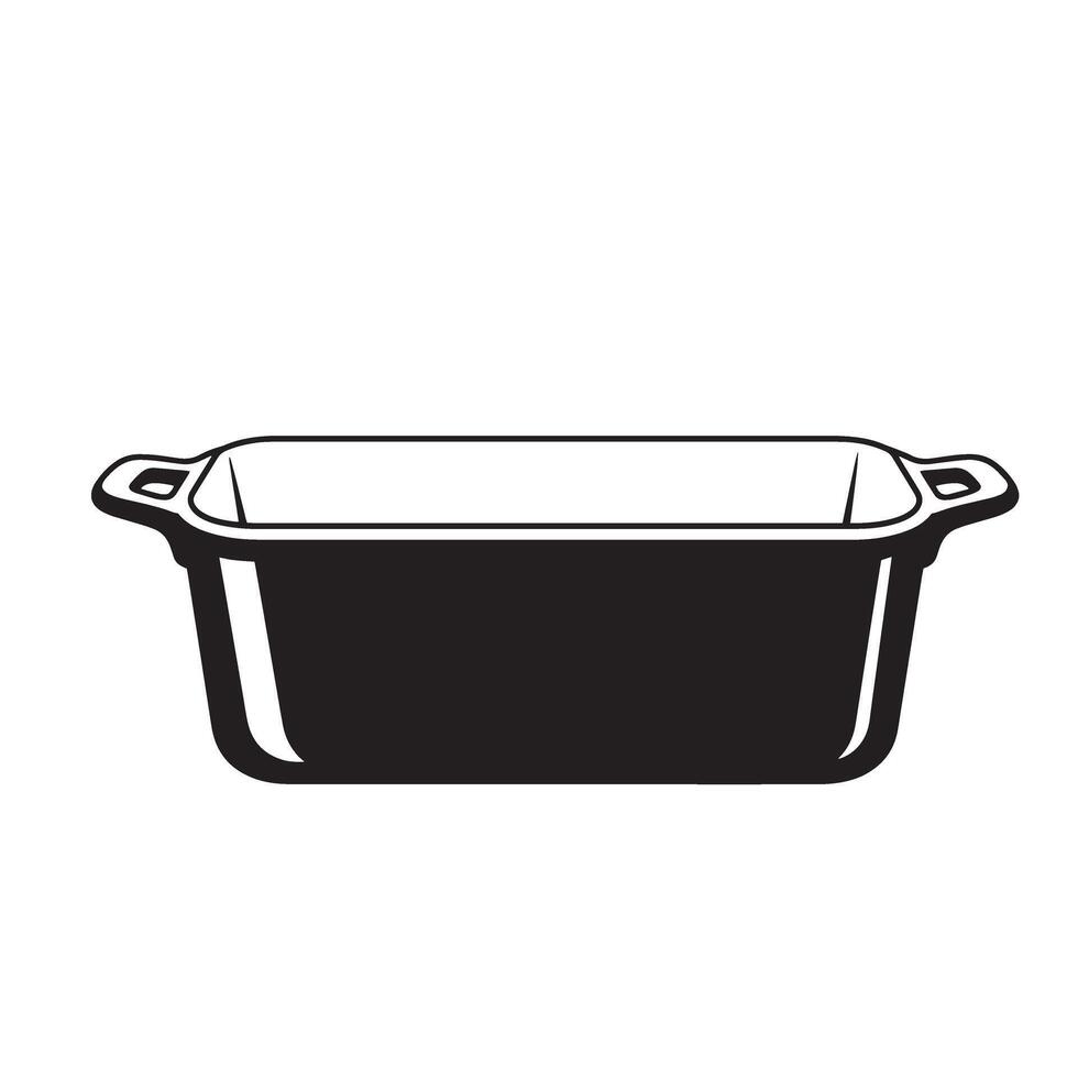 Black rectangular baking dish with handles casserole dish cookware vector