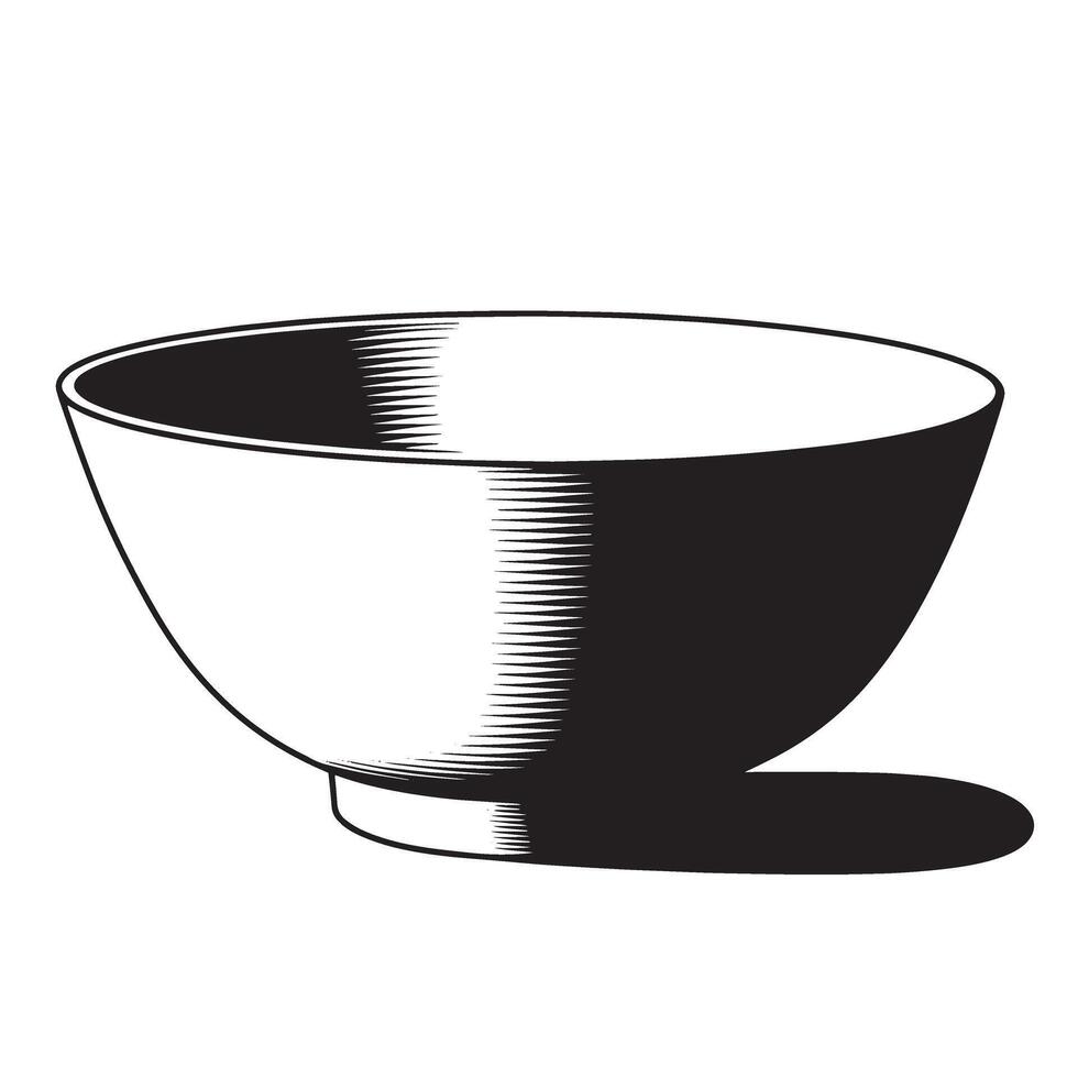 Black and white bowl with shadow simple vector