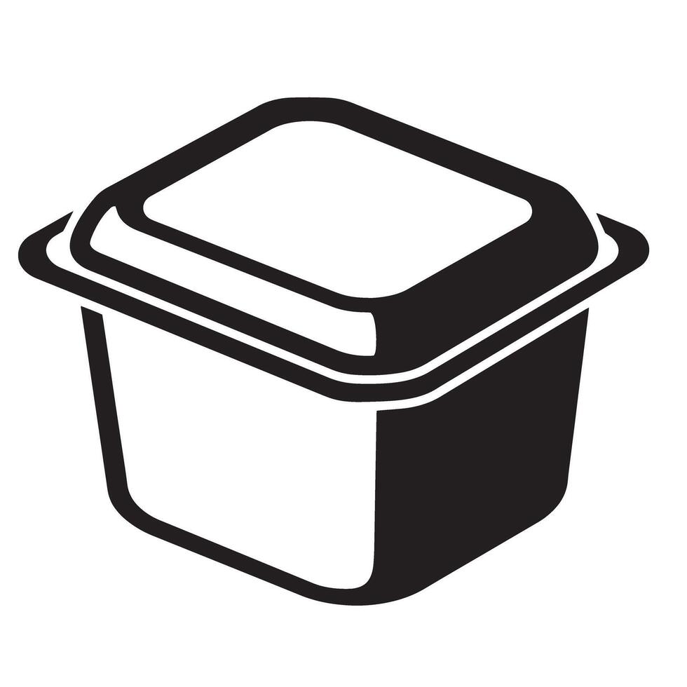 Black and white container with lid simple vector
