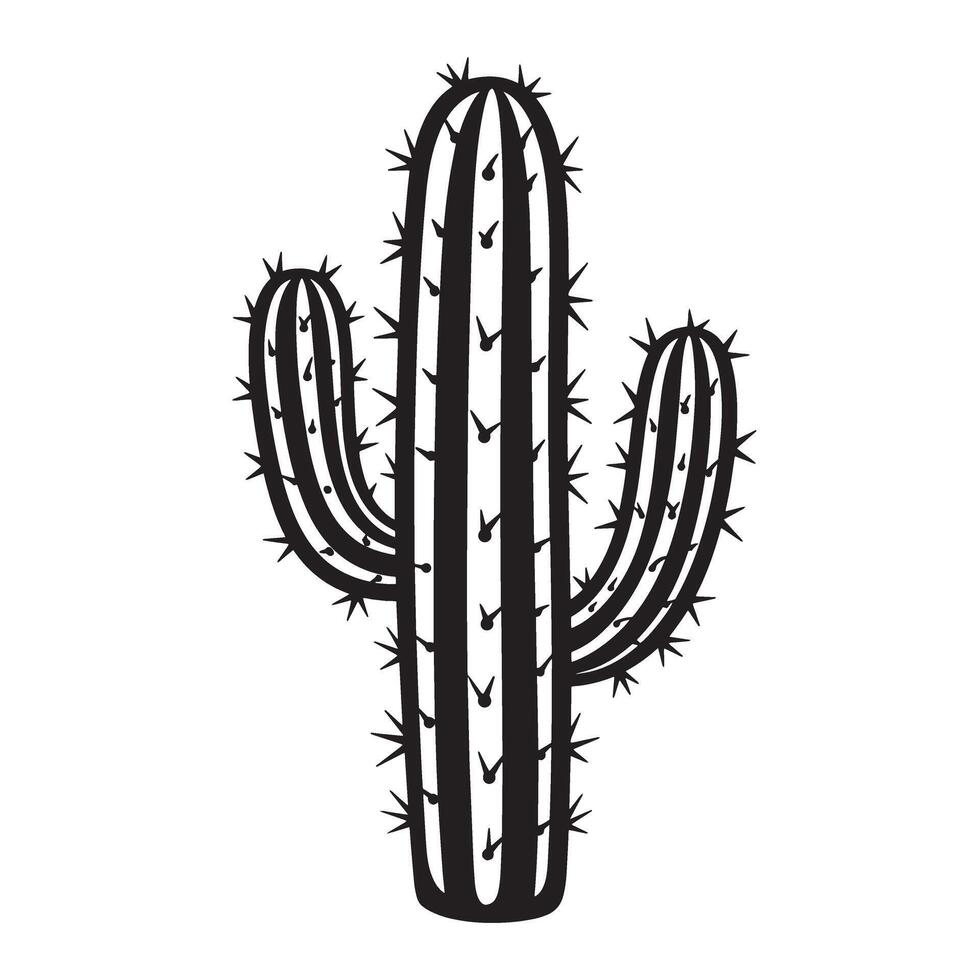 Simple black cactus silhouette design isolated on white background in format vector