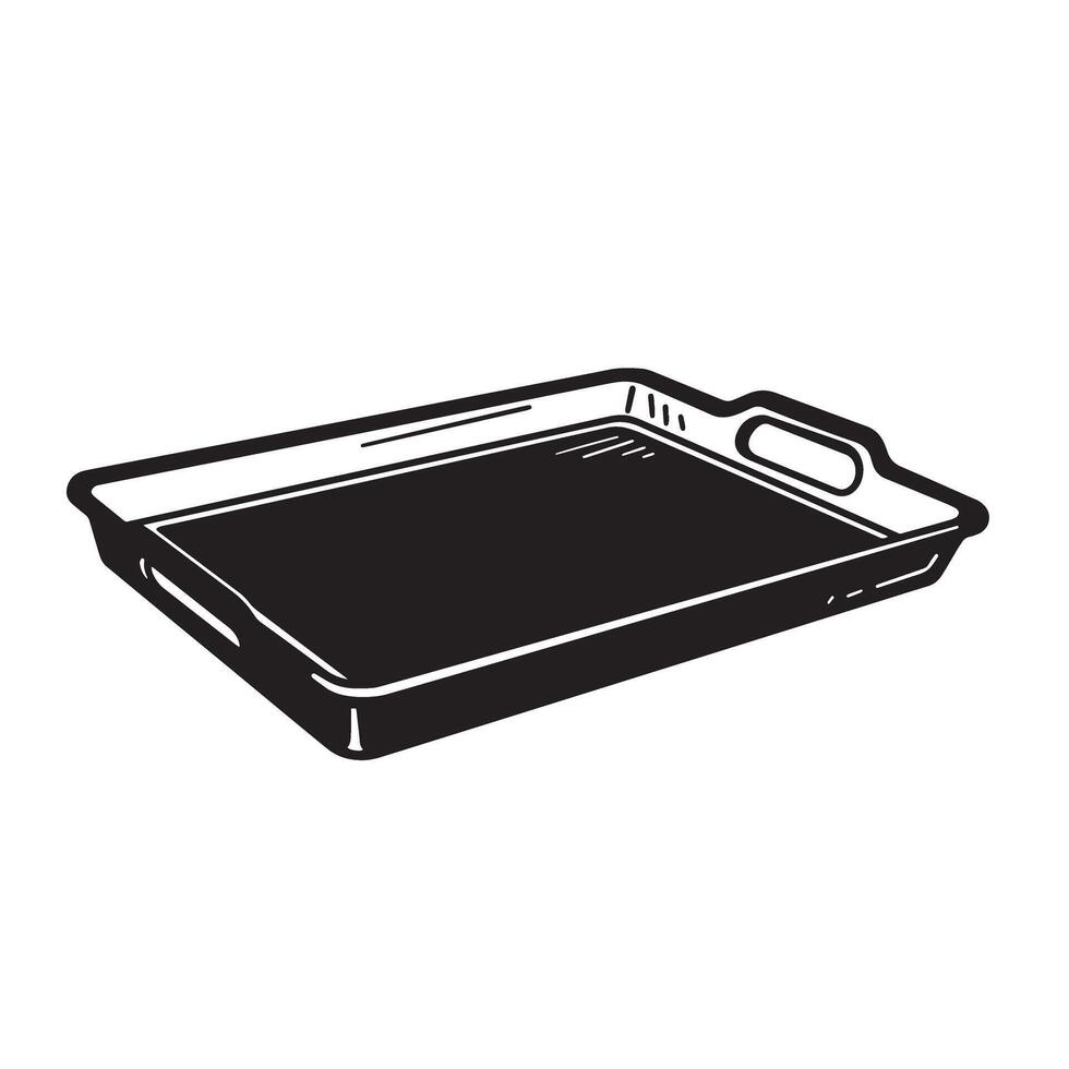Black rectangular serving tray with handles white vector