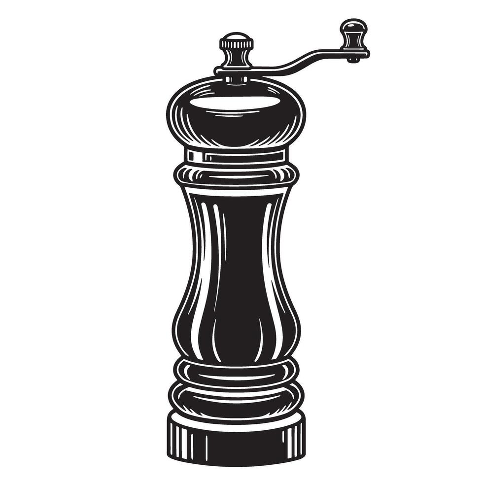 Vintage black pepper grinder with handle kitchen utensil spice grinder vector