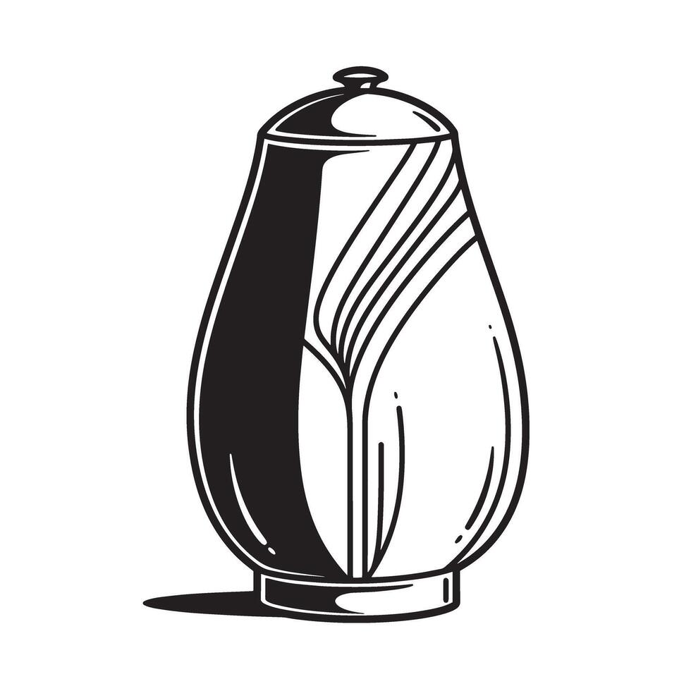 Elegant black and white vase with decorative lines ceramic vector
