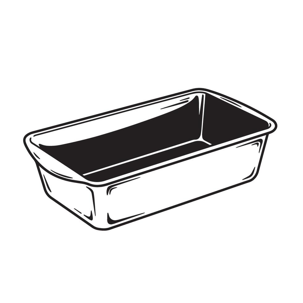 Rectangular baking pan with rounded corners loaf pan kitchenware vector