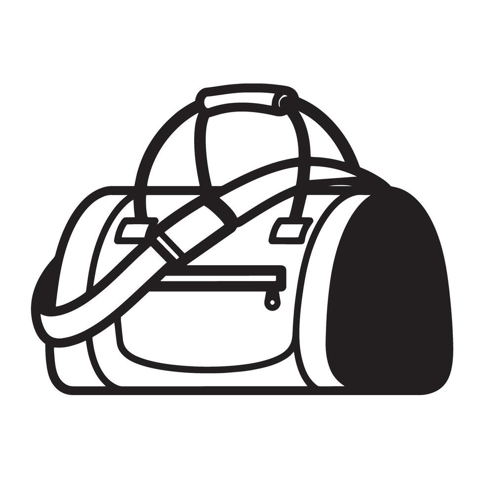 Black duffel bag with shoulder strap and zippered pocket gym bag sports bag vector