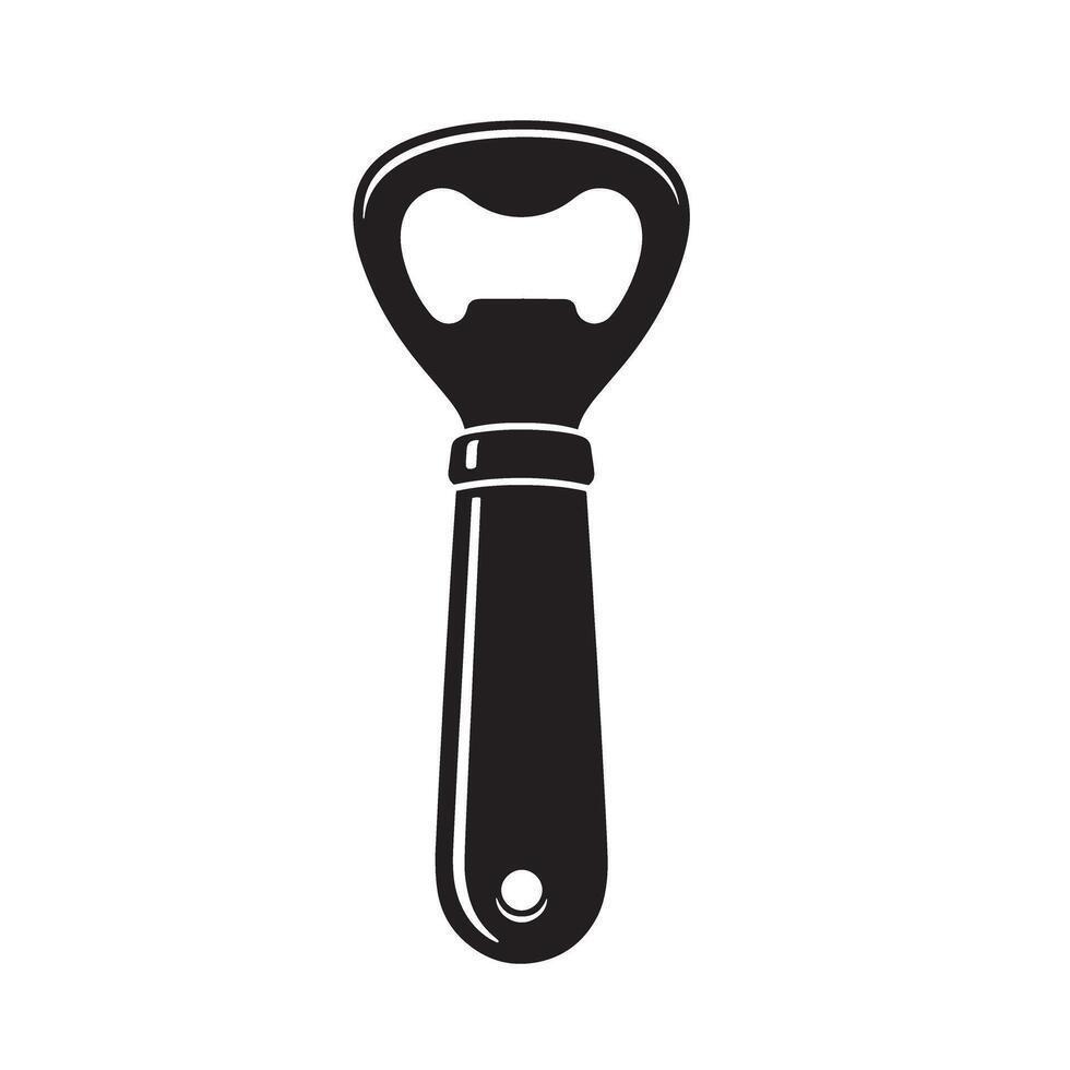 Black bottle opener with white background tool kitchen vector