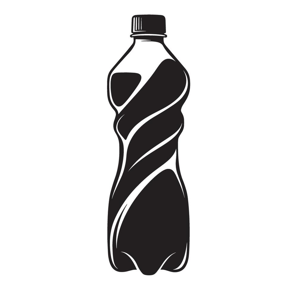 Black and white graphic of a twisted plastic bottle beverage drink vector