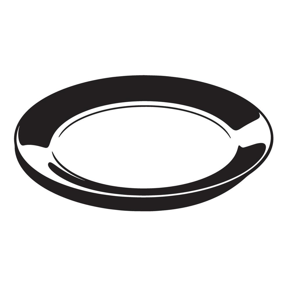 Black oval plate with white rim vector