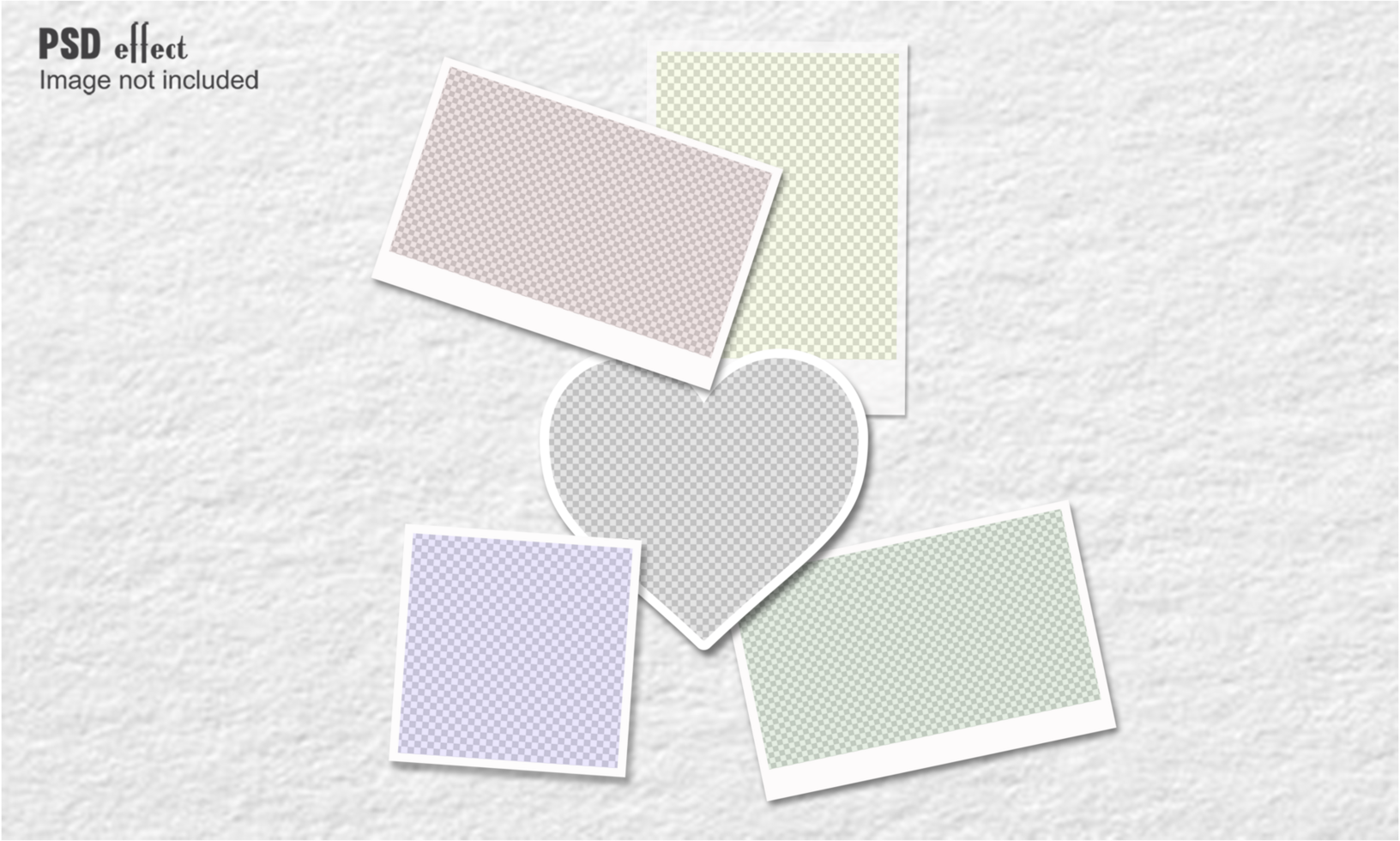 Set of realistic photo template. five empty photo frames mock up with shadow, polaroid frames realistic photo templates psd