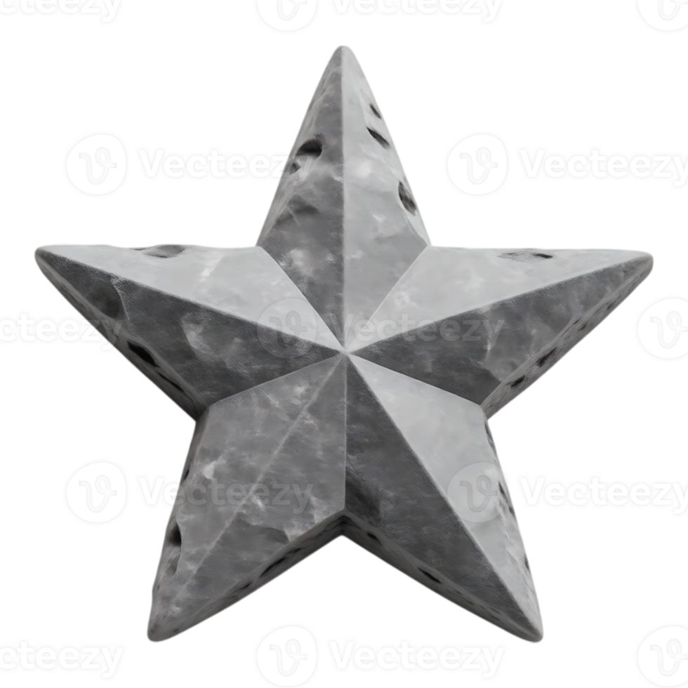 Textured 3D Star with Perforations png