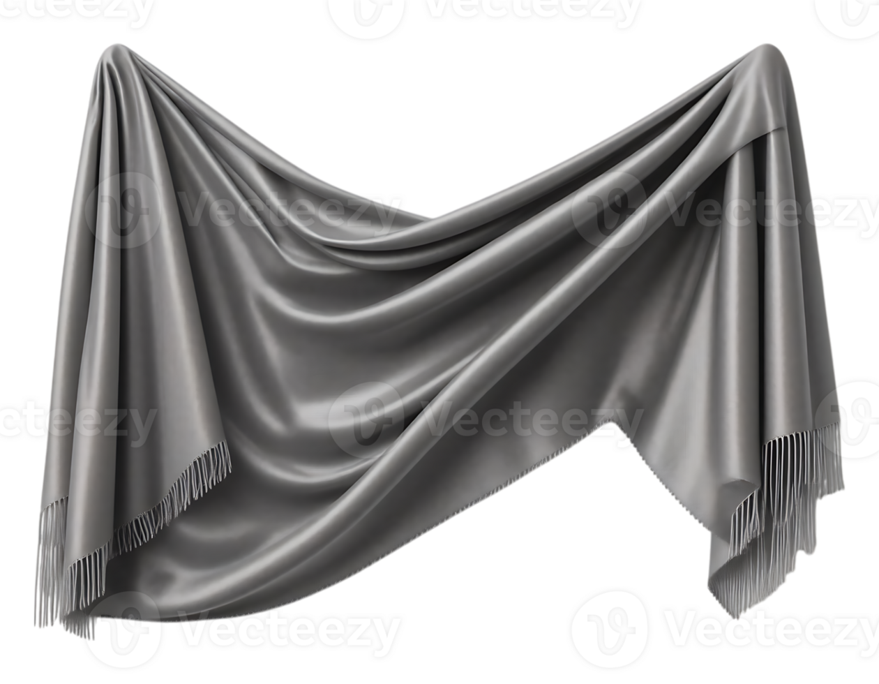 Draped Silver Fabric with Fringed Edges png