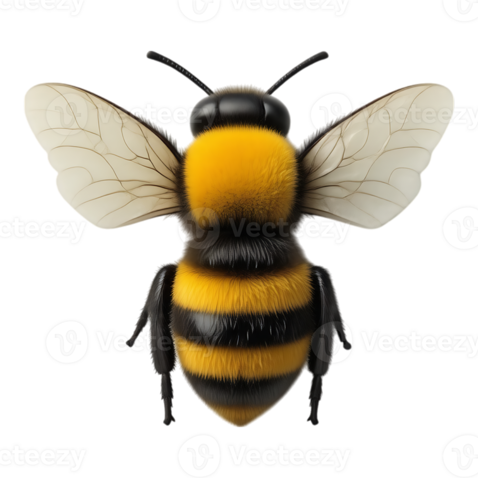 Realistic 3D Bee with Transparent Background png