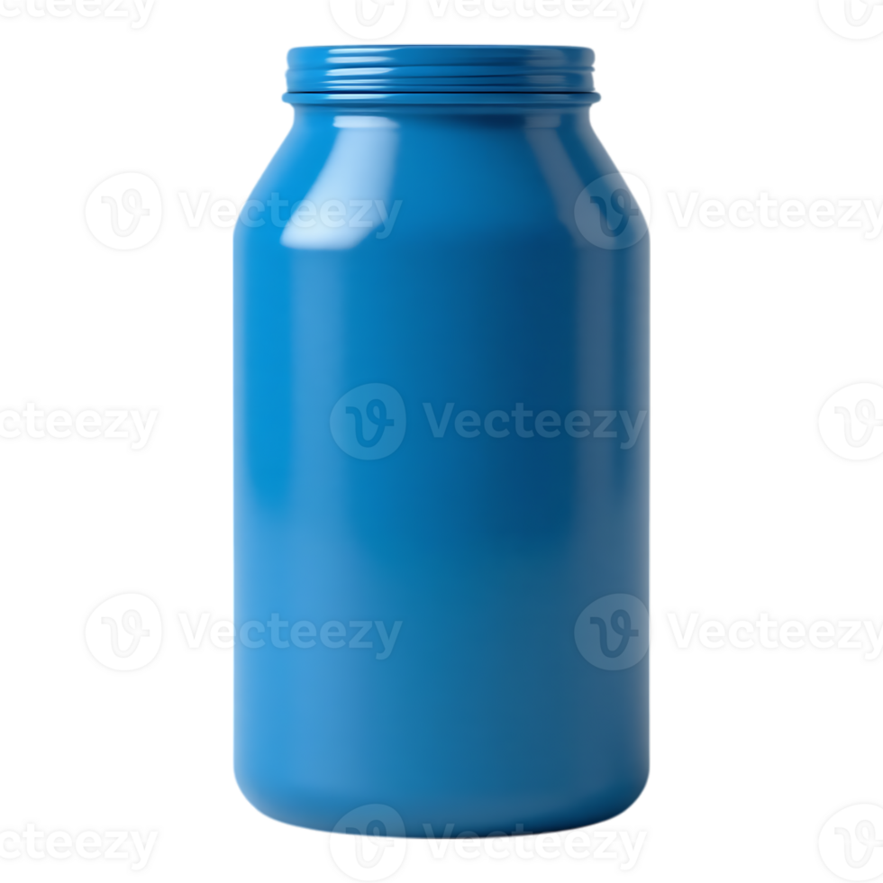 Blue Plastic Supplement Container with Lid Open png