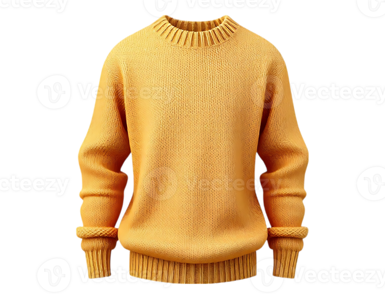 Mustard Yellow Crewneck Sweater Isolated on Transparent Background png