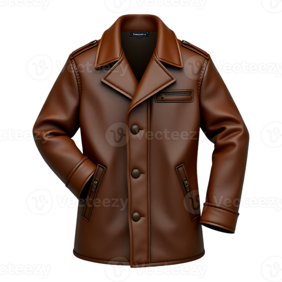 Brown Leather Jacket, Stylish Outerwear for Men png