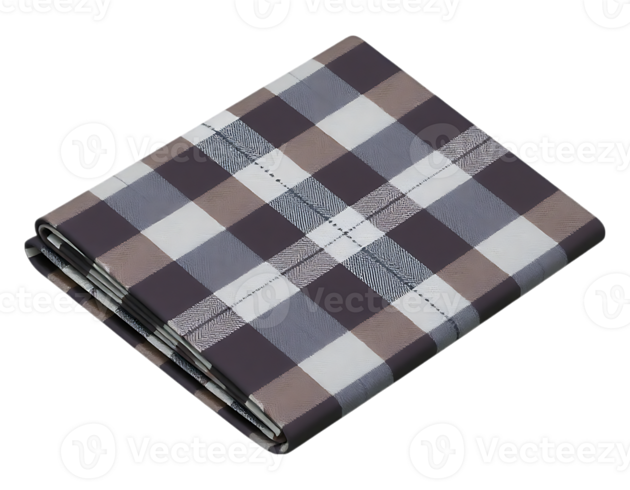 Folded Checkered Fabric Brown White and Gray Plaid png