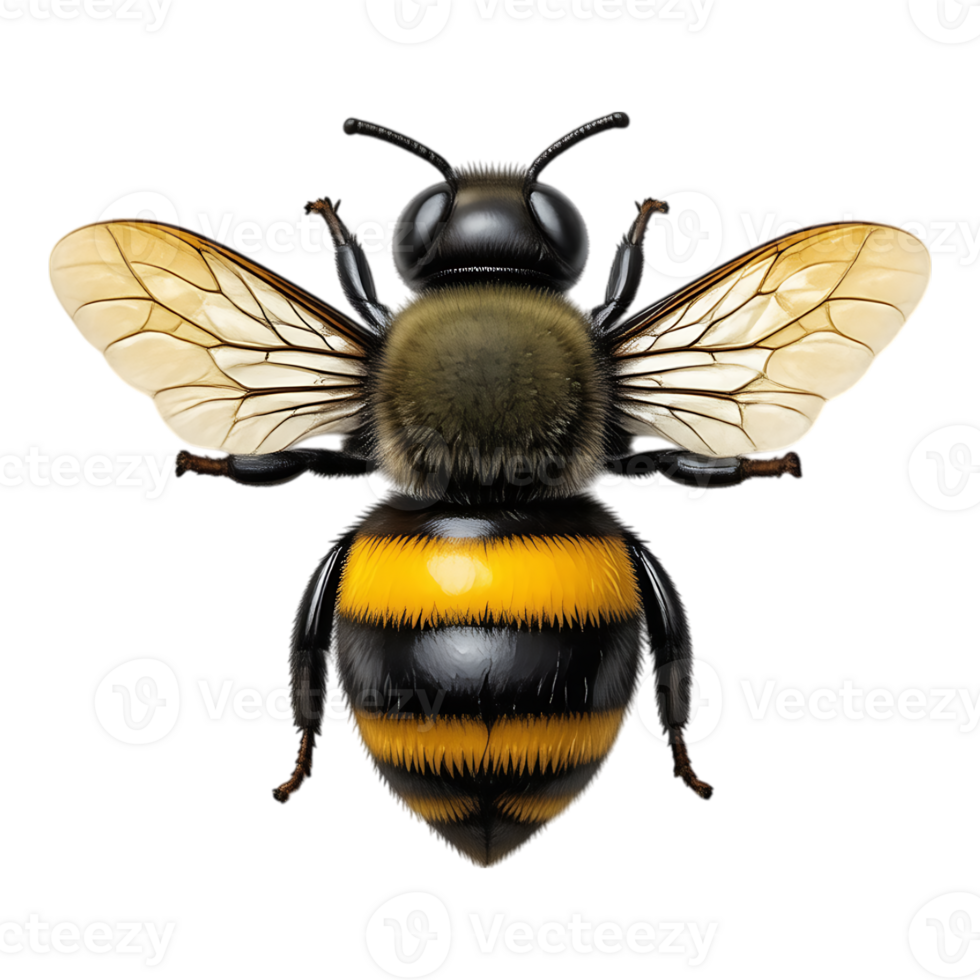 Realistic 3D Render of a Honey Bee with Transparent Background png
