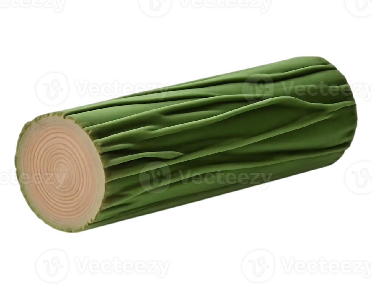 Green Wooden Log with Exposed Cross-Section png