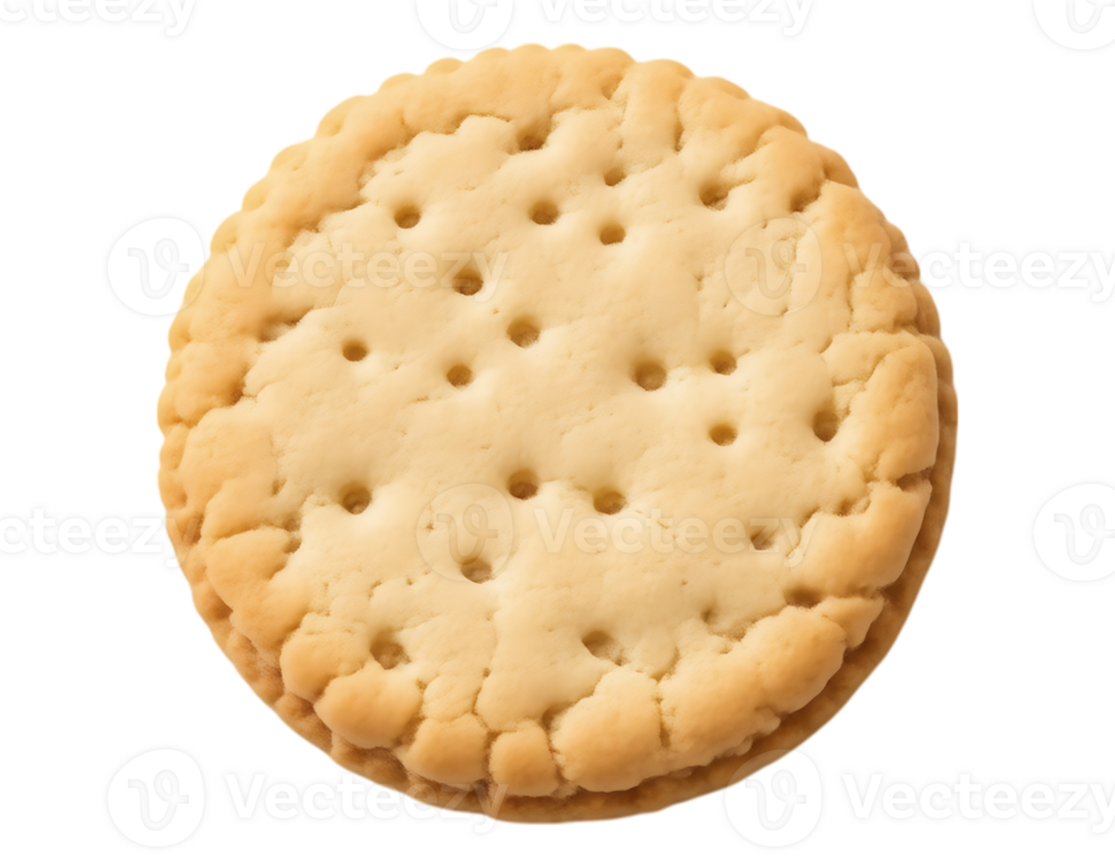 Close-up of a Round Sandwich Cookie with Cream Filling and Hole Pattern png