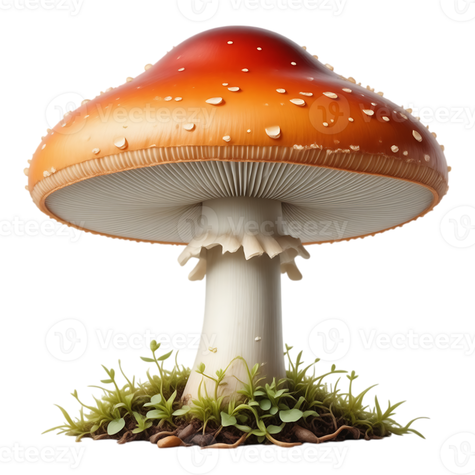 Amanita Muscaria Mushroom with Detailed Texture and Grass png