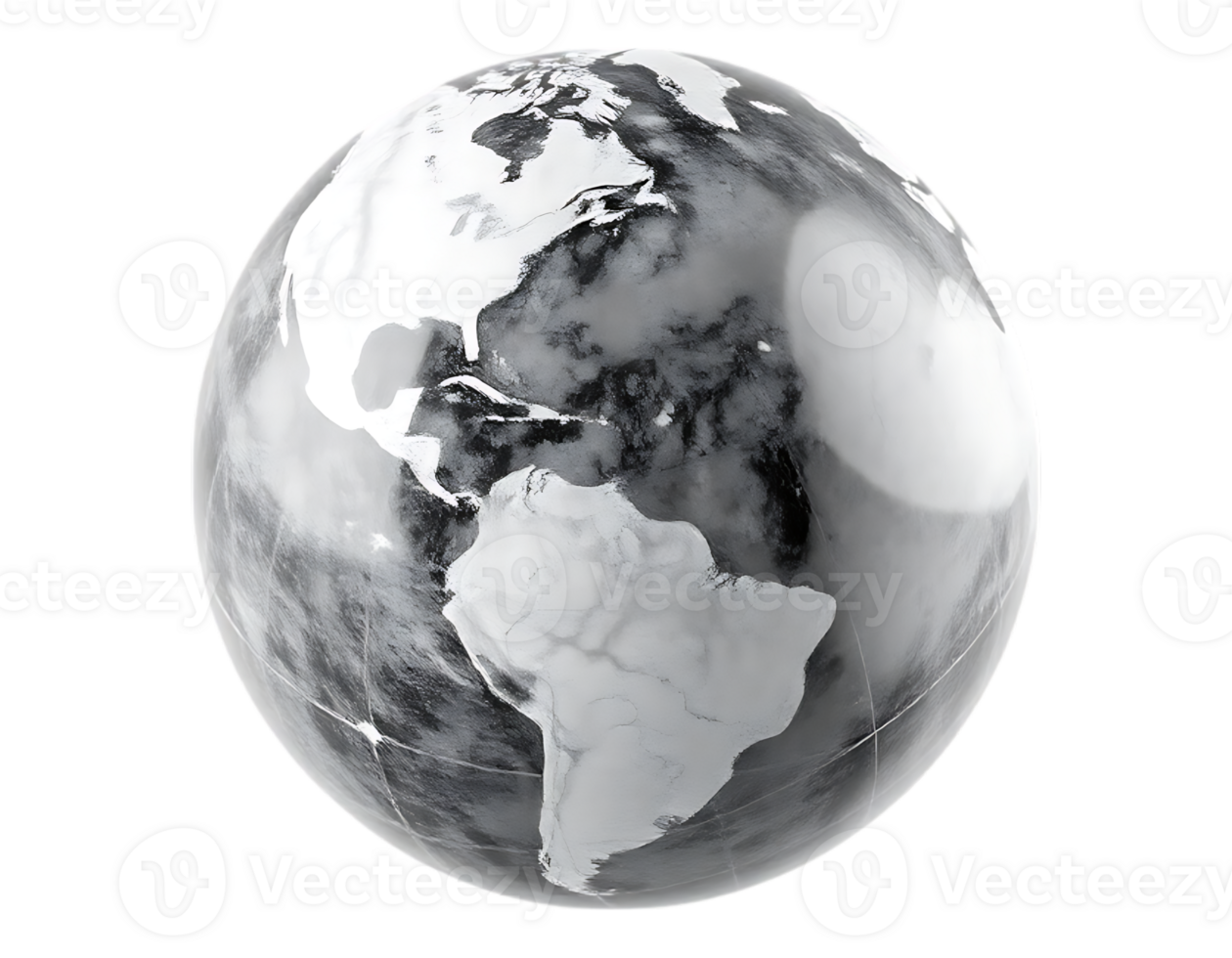 Earth Globe in Gray Scale png