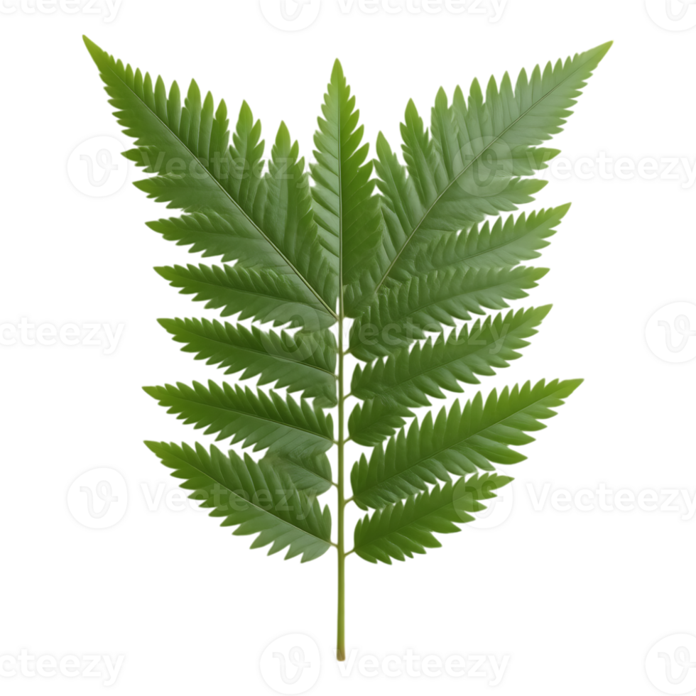 Detailed Green Fern Frond Isolated on Transparent Background png