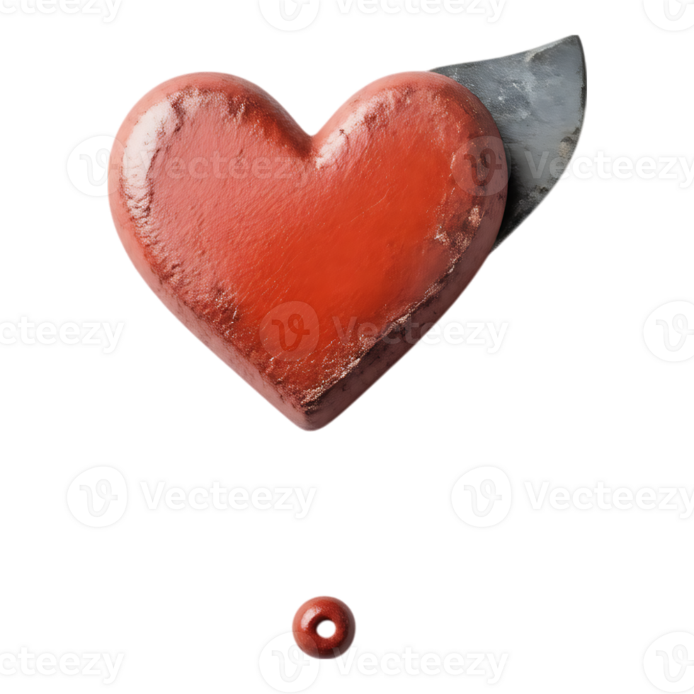 Heart stabbed by a knife, symbolizing heartbreak and pain. png