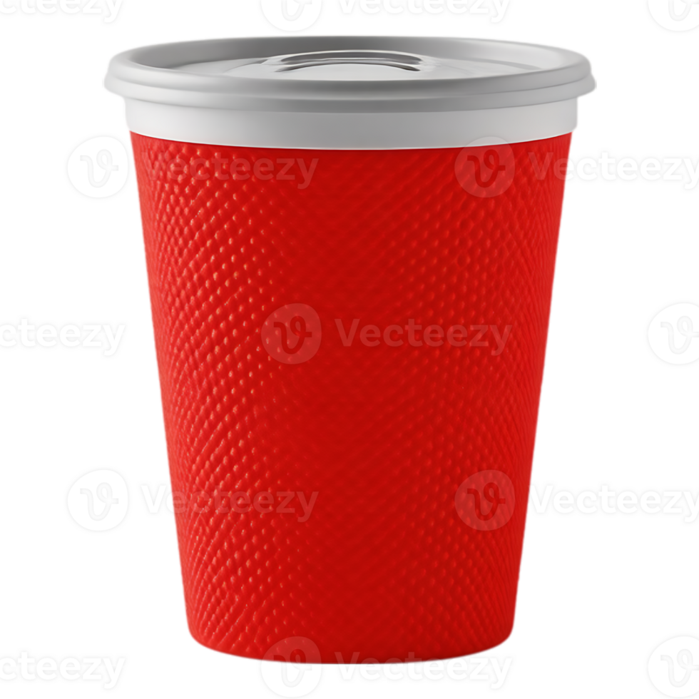 Red Textured Coffee Cup with Lid - Isolated png