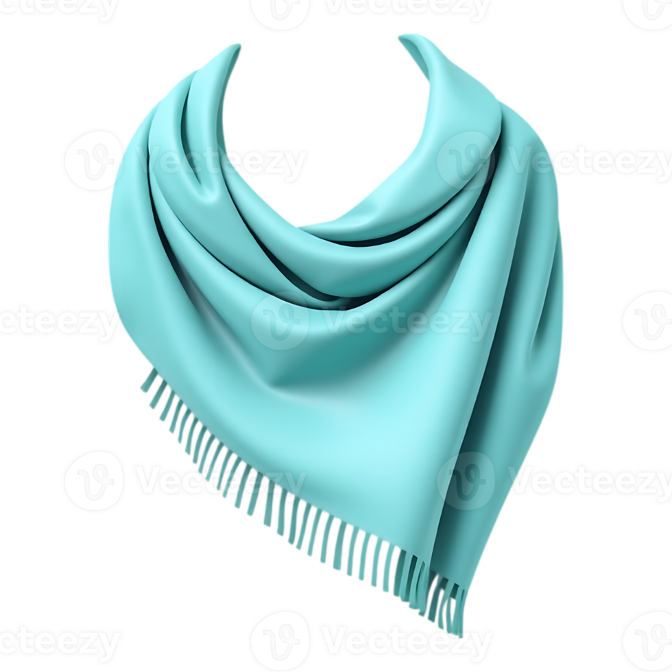 Turquoise Triangle Scarf with Fringes png