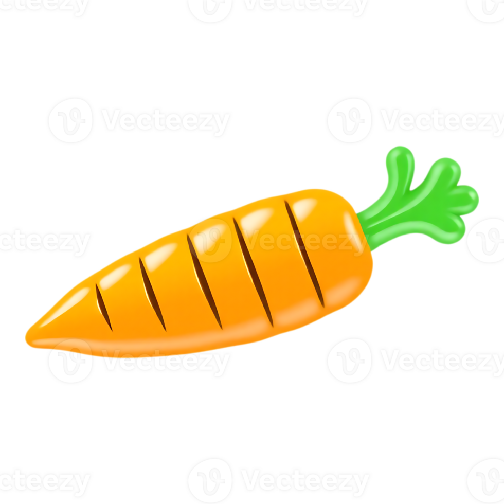 Cartoon Carrot with Green Leaves png