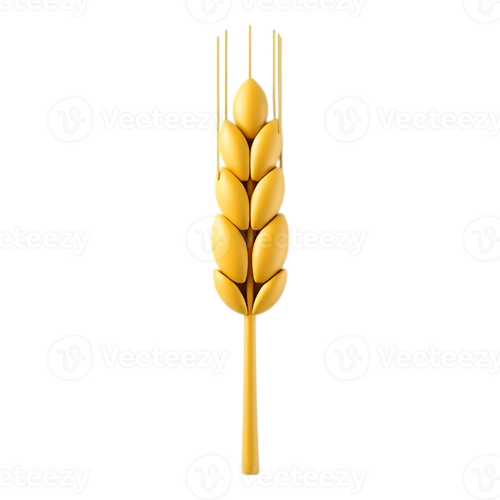 Golden Wheat Ear 3D Render png