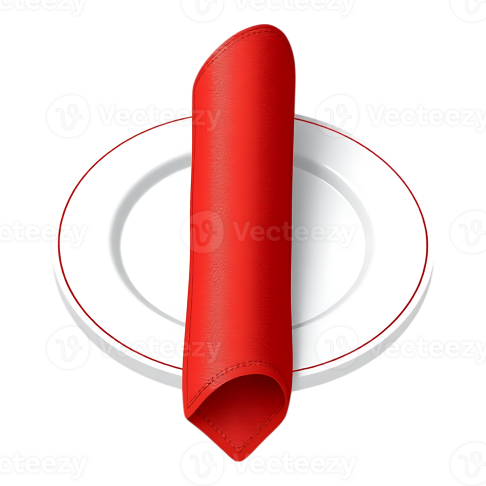 Elegant Table Setting with Red Napkin and White Plate png