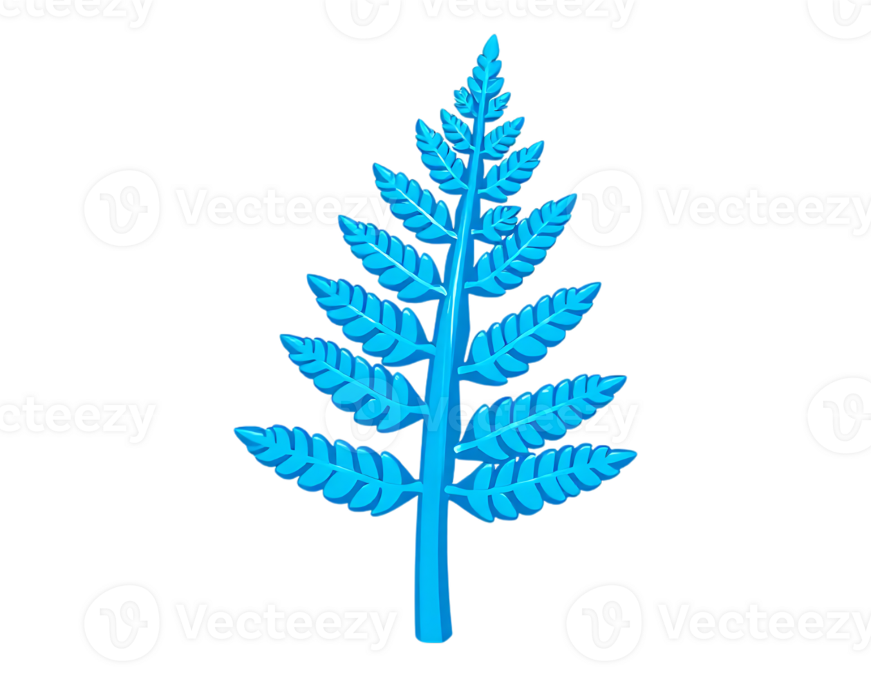 3D Rendered Blue Fern Leaf with Transparent Background png