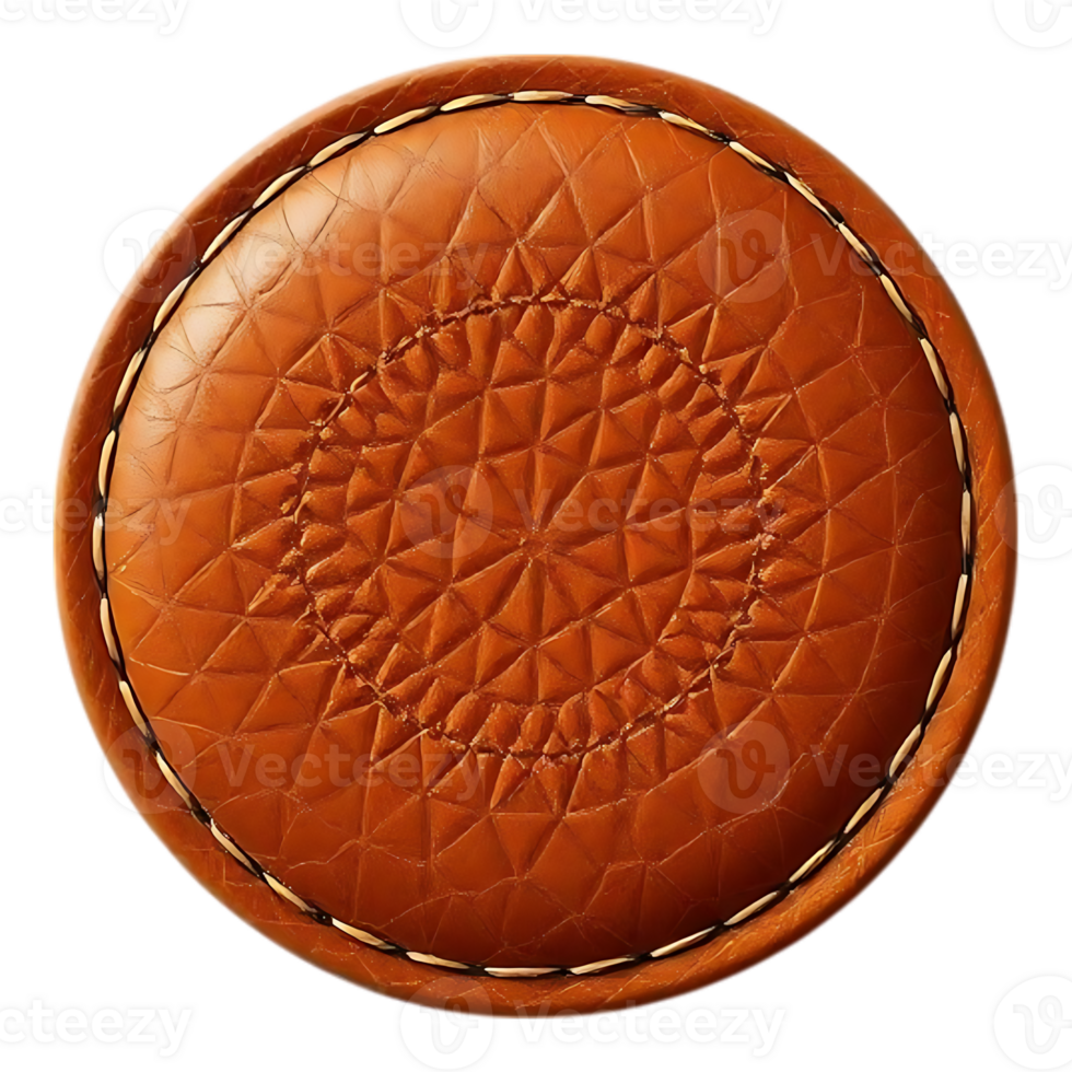 Circular Leather Patch with Stitching png
