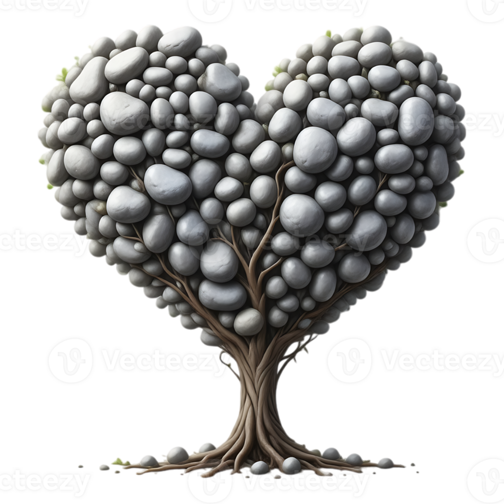 Heart-Shaped Tree Composed of Stones png