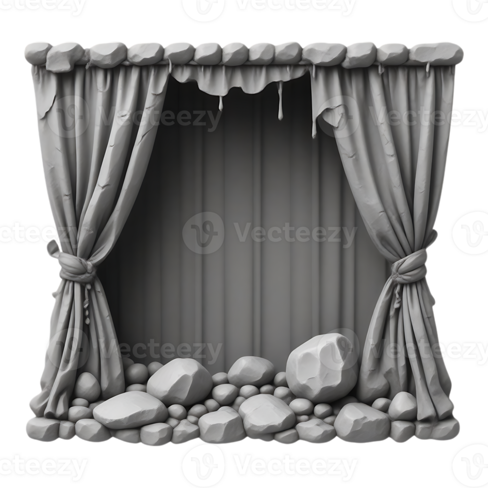 Cave Entrance with Curtains and Rocks png