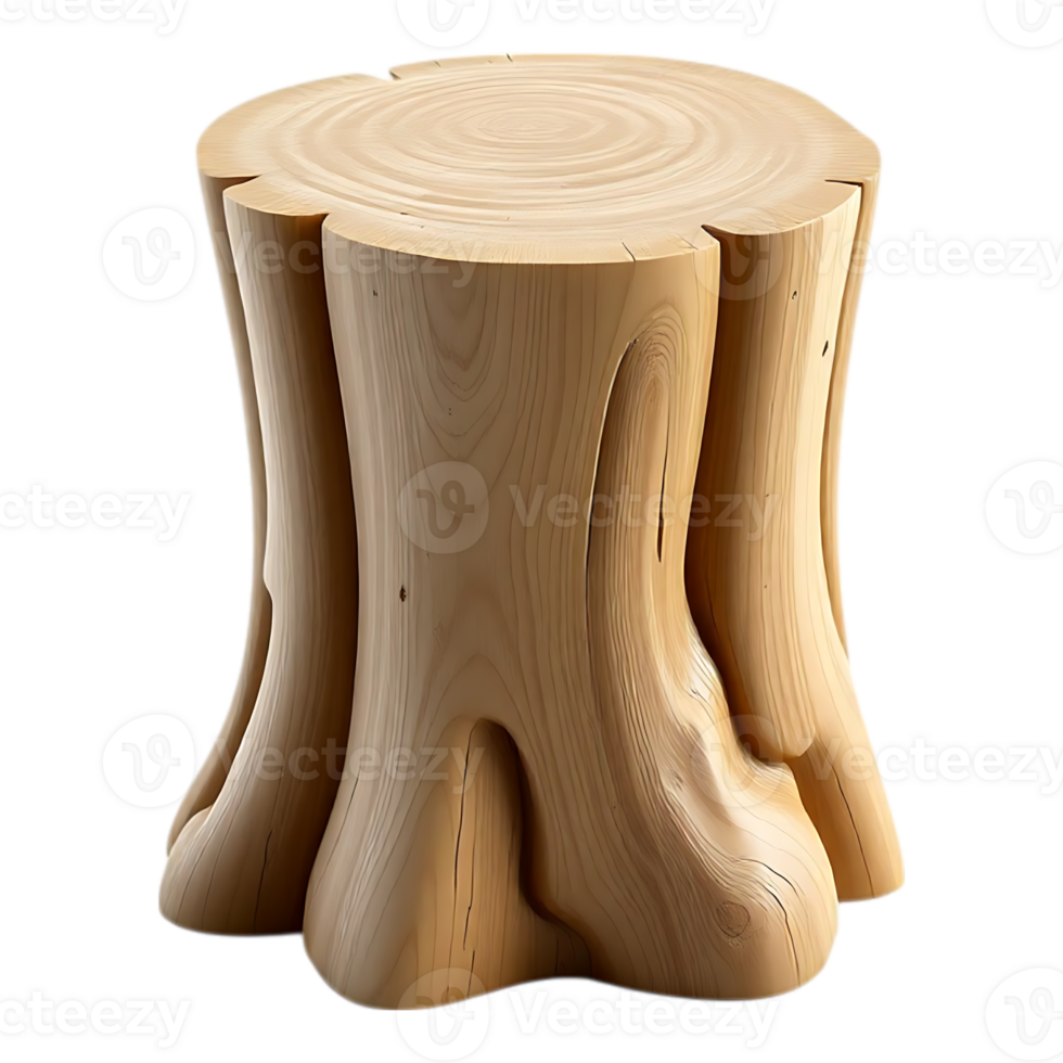 Wooden Stump Table with Organic Shape and Natural Texture png