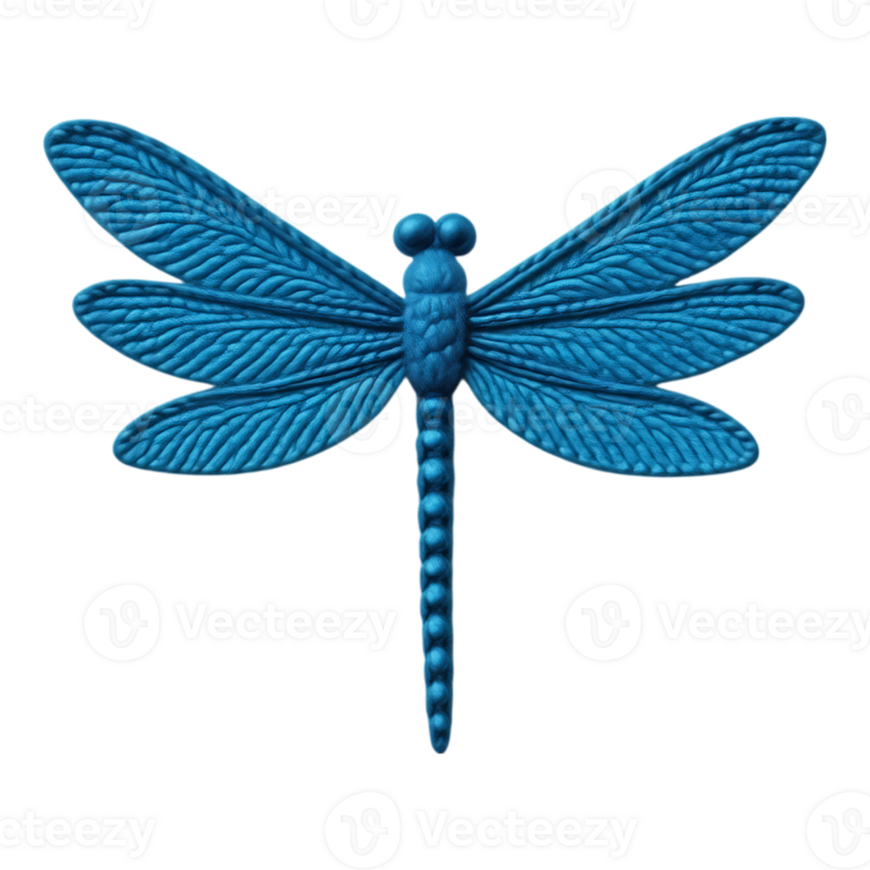 Blue Dragonfly Ornament with Intricate Wing Detailing png