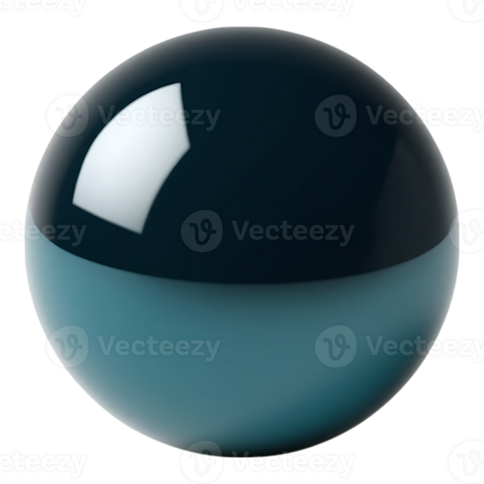 Two-toned sphere with glossy finish and transparent background png