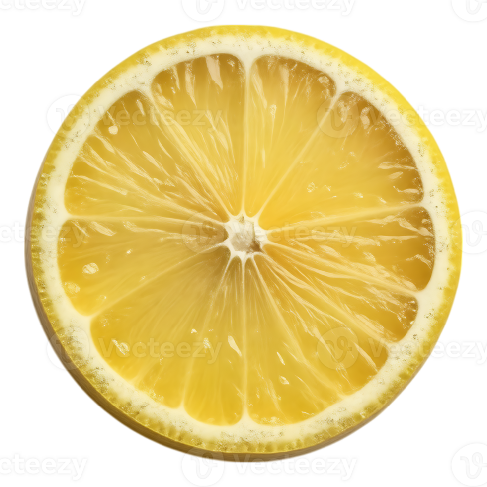Slice of a Fresh Lemon Citrus Fruit Yellow Transparent CloseUp png
