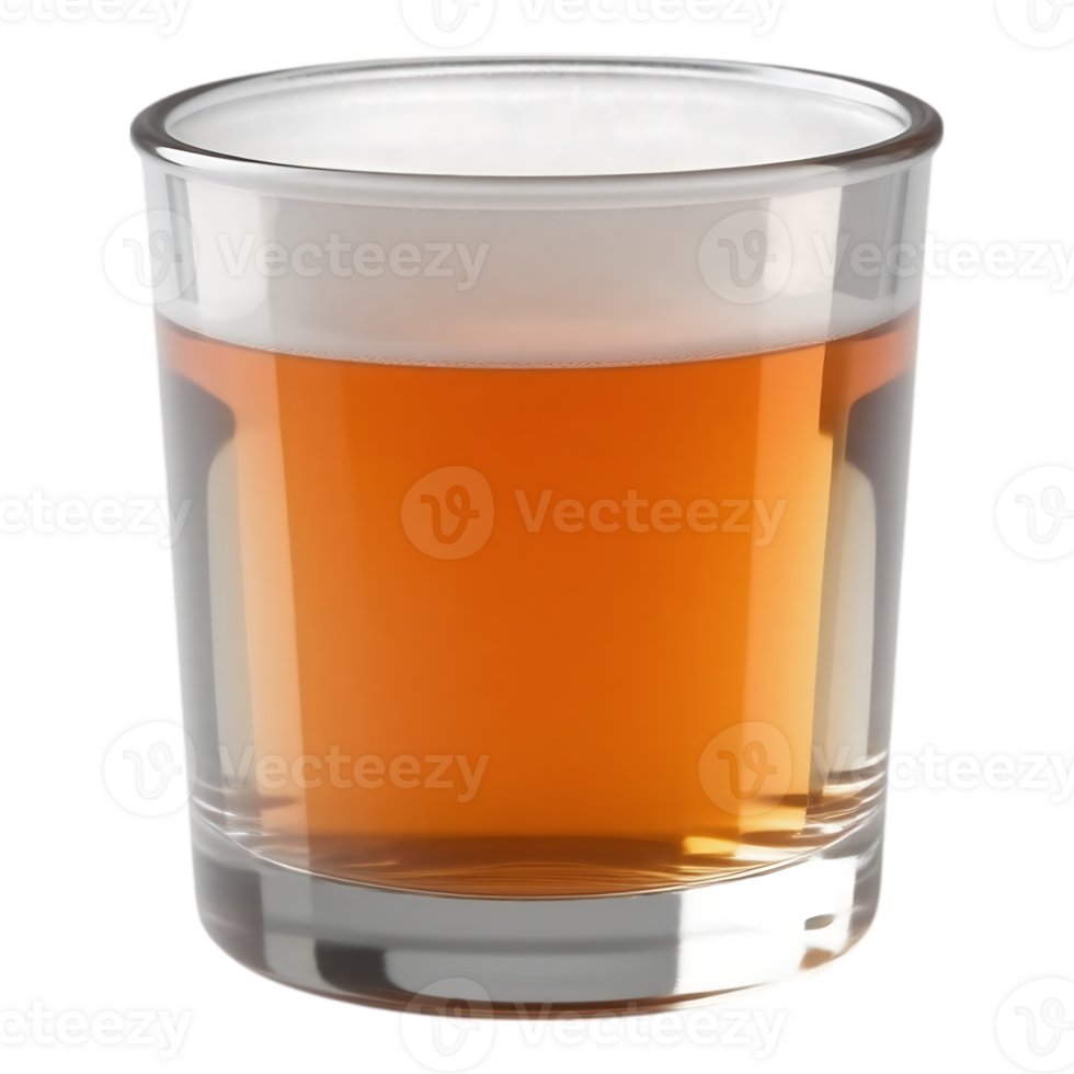 Whiskey shot in a glass, transparent background png