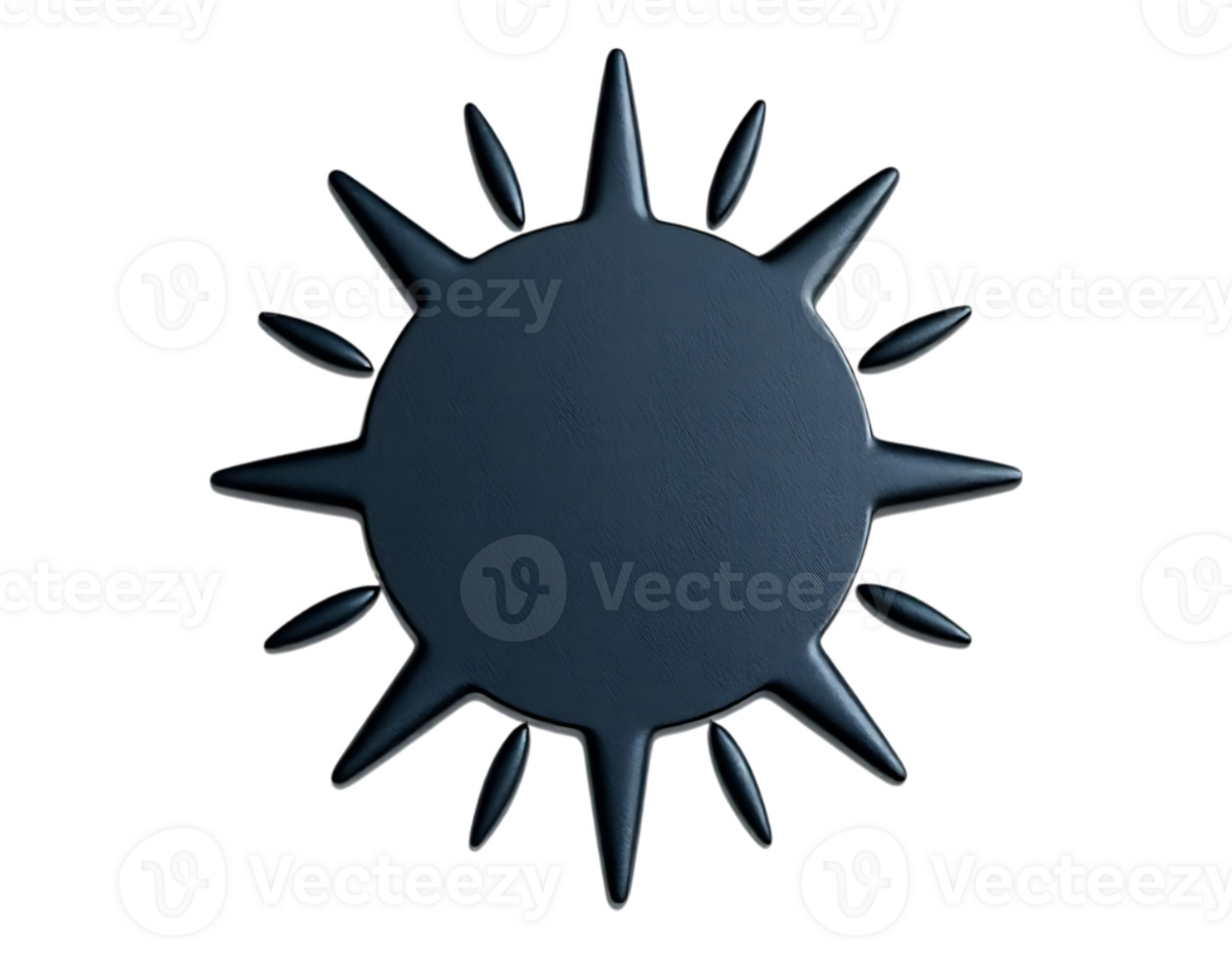 Dark Blue 3D Sunburst Icon on Transparent Background png