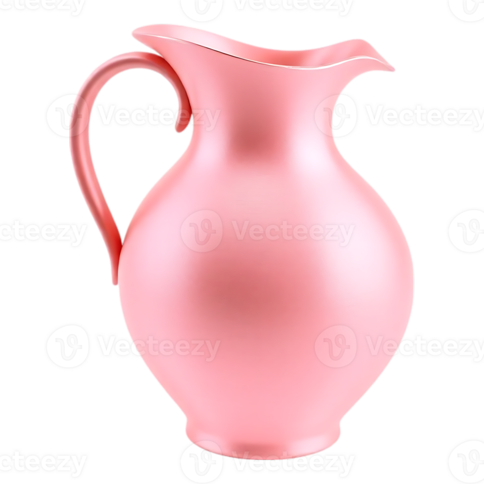 Pink Ceramic Pitcher with Handle, Isolated on Transparent Background png