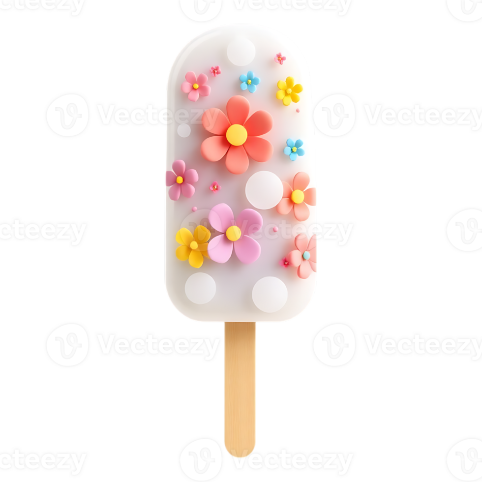 Floral Decorated Popsicle A Delightful Summer Treat png