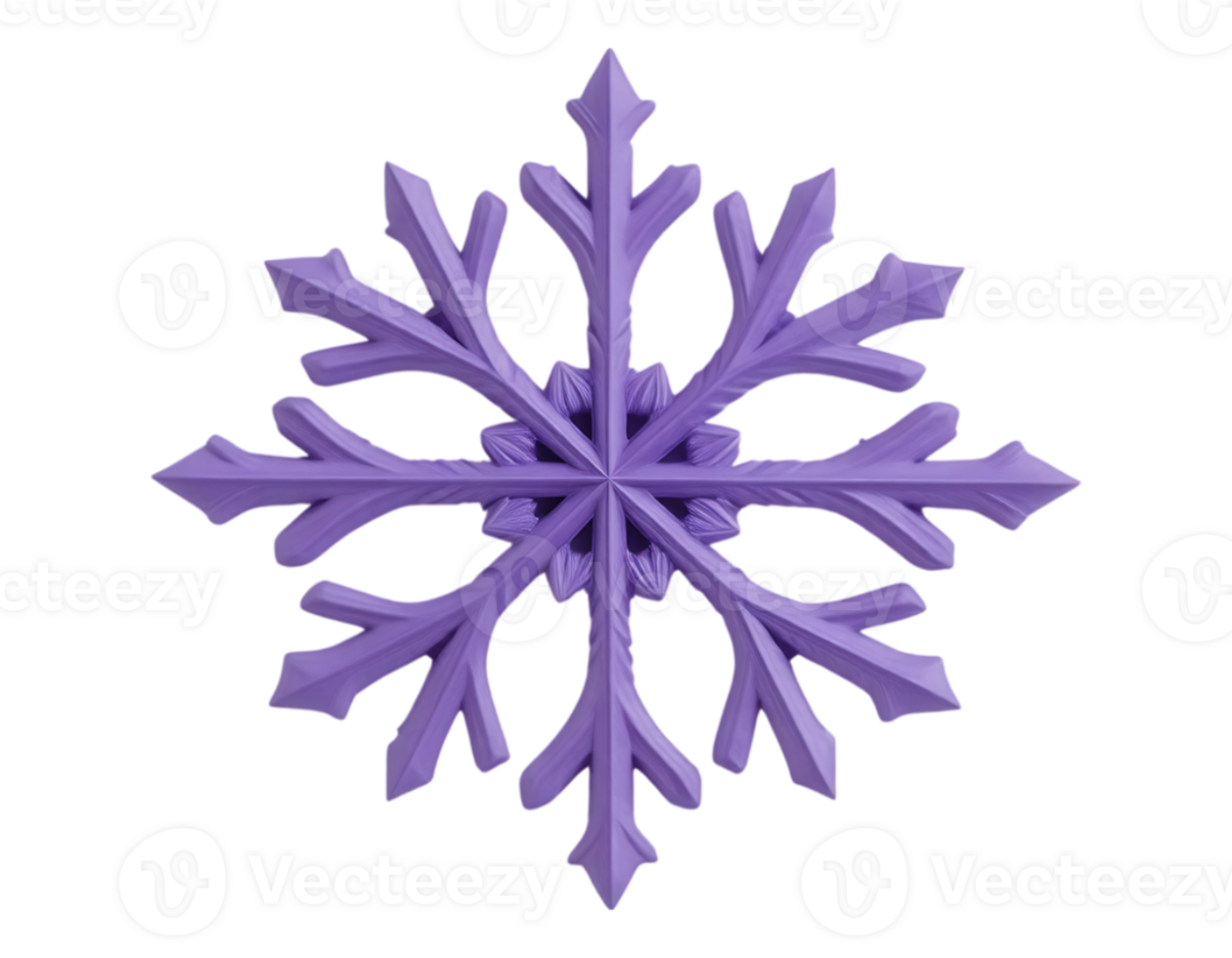 Detailed Purple Snowflake Ornament with Transparent Background png