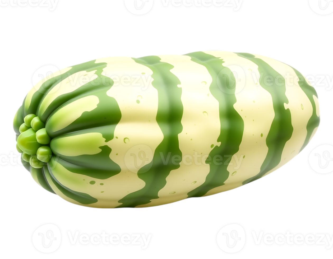Stylized oblong melon with green stripes and a light yellow base png