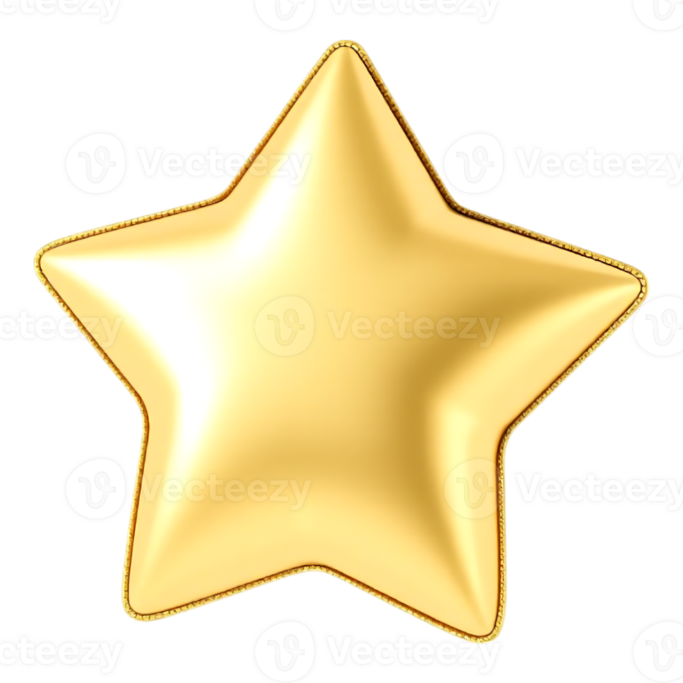 Golden Star with Realistic Glossy Effect png
