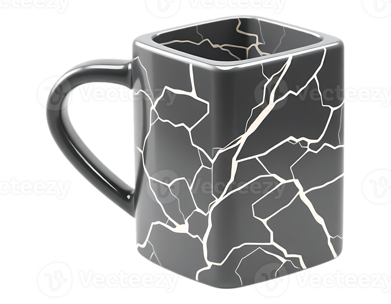 Kintsugi Mug Square Ceramic Cup with GoldFilled Cracks png