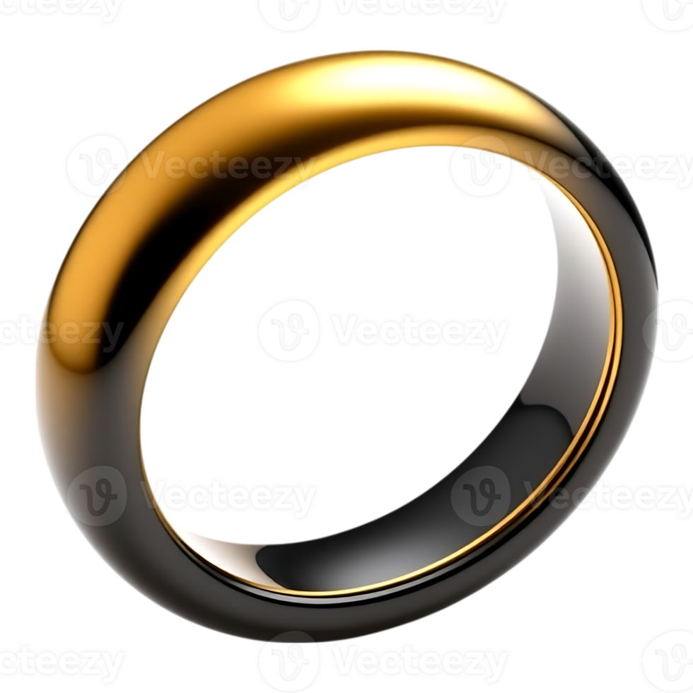 Luxurious Gold and Black Ring with Gleaming Finish png