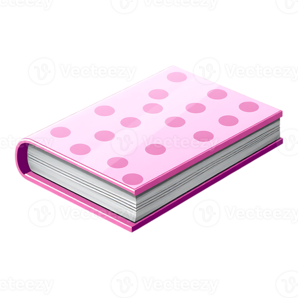 A pink book with polka dots on it png